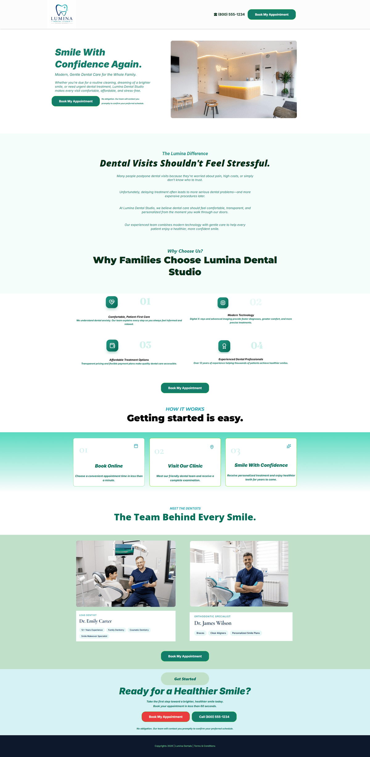 Lumina Dental Booking Funnel